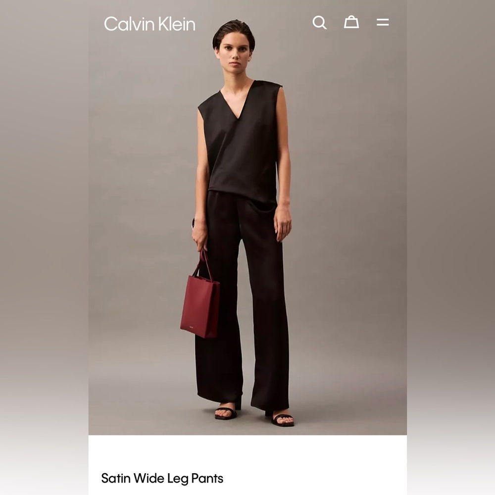 Calvin Klein Satin Wide Leg Pants